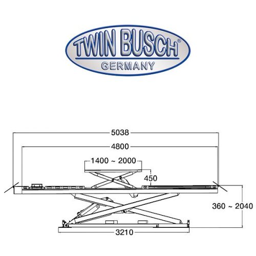 Elevador pantógrafo de tijera doble para alineación de direcciones de 4.2 t - Bajo suelo - GREY-Line